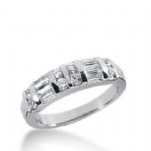 14k Gold Diamond Anniversary Wedding Ring 8 Round Brilliant Diamonds, 6 Straight Baguette Total 0.76ctw 463WR184714k