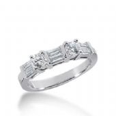 14k Gold Diamond Anniversary Wedding Ring 2 Round Brilliant Diamonds, 6 Straight Baguette Total 0.70ctw 464WR185014k