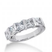 14k Gold Diamond Anniversary Wedding Ring 5 Princess Cut Stones Cut Total 2.50ctw. 466WR186614k