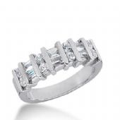14k Gold Diamond Anniversary Wedding Ring 8 Round Brilliant Diamonds, 6 Straight Baguette Total 0.96 ctw 467WR186814k