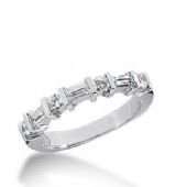 14k Gold Diamond Anniversary Wedding Ring 4 Round Brilliant Diamonds, 3 Straight Baguette Total 0.64ctw 471WR192614k