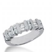 14k Gold Diamond Anniversary Wedding Ring 8 Round Brilliant Diamonds, 6 Straight Baguette Stones Total 1.20ctw 472WR192714k