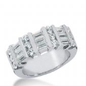 14k Gold Diamond Anniversary Wedding Ring 12 Round Brilliant Diamonds, 9 Straight Baguette Stones Total 1.92ctw 473WR192814k