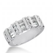 14k Gold Diamond Anniversary Wedding Ring 12 Round Brilliant Diamonds, 9 Straight Baguette Stones Total 1.50 ctw 476WR193114k