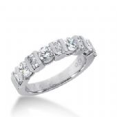 14k Gold Diamond Anniversary Wedding Ring 4 Round Brilliant Diamonds, 10 Princess Cut Stones Total 1.18ctw 478WR193614k