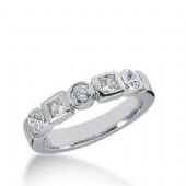14k Gold Diamond Anniversary Wedding Ring 3 Round Brilliant Diamonds, 2 Princess Cut Stones Total 0.58ctw 487WR200714k