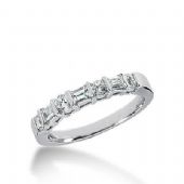 14k Gold Diamond Anniversary Wedding Ring 4 Round Brilliant Diamonds, 3 Straight Baguette Stones Total 0.44ctw 490WR201614k