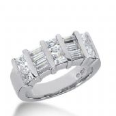 14k Gold Diamond Anniversary Wedding Ring 6 Princess Cut Stones, and 6 Straight Baguette Diamonds Total 1.92ctw 511WR206514k