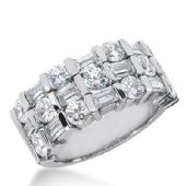 14k Gold Diamond Anniversary Wedding Ring 10 Straight Baguette Stones and 11 Round Brilliant Diamonds Total 3.60ctw 513WR207014k