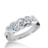 14k Gold Diamond Anniversary Wedding Ring 5 Round Brilliant Diamonds Total 1.35ctw 515WR207914k