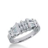 14k Gold Diamond Anniversary Wedding Ring 6 Tapered Baguette, 8 Round Brilliant Diamonds Total 1.00ctw 528WR210714k