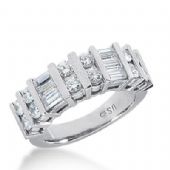 14k Gold Diamond Anniversary Wedding Ring 6 Straight Baguette Stones, 12 Round Brilliant Diamonds Total 1.68ctw 530WR211014k