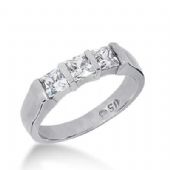 14k Gold Diamond Anniversary Wedding Ring 3 Princess Cut Stones Total 0.90ctw 531WR211214k