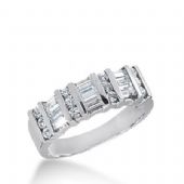 14k Gold Diamond Anniversary Wedding Ring 9 Straight Baguette Stones, 12 Round Brilliant Diamonds Total 0.69ctw 534WR211814k