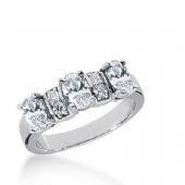 14k Gold Diamond Anniversary Wedding Ring 3 Oval Cut Stones, 4 Round Brilliant Diamonds Total 1.62ctw 535WR211914k