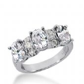 14k Gold Diamond Anniversary Wedding Ring 3 Oval Cut Stones, 6 Round Brilliant Diamonds Total 2.49ctw 536WR212014k