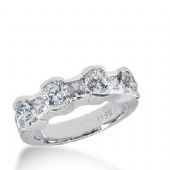 14k Gold Diamond Anniversary Wedding Ring 5 Princess Cut Stones, 4 Round Brilliant Diamonds Total 2.25ctw 544WR213514k