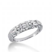 14k Gold Diamond Anniversary Wedding Ring 2 Round Brilliant Diamonds, 6 Straight Baguette Stones Total 0.50ctw 547WR213814k