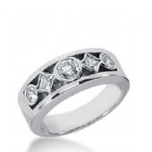 14k Gold Diamond Anniversary Wedding Ring 2 Princess Cut Stones, and 3 Round Brilliant Diamonds Total 0.83ctw 555WR218014k