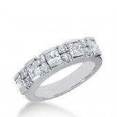 14k Gold Diamond Anniversary Wedding Ring 5 Princess Cut Stones, 8 Round Brilliant Diamonds Total 1.67ctw 562WR225414k