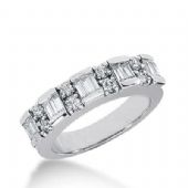 14k Gold Diamond Anniversary Wedding Ring 10 Straight Baguette, 8 Round Brilliant Diamonds Total 0.74ctw 563WR225514k