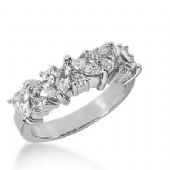 14k Gold Diamond Anniversary Wedding Ring 6 Marquise Cut Stones, 7 Round Brilliant Diamonds Total 1.85ctw 574WR230814k