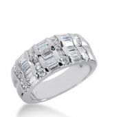 14k Gold Diamond Anniversary Wedding Ring 18 Straight Baguette Stones, and 16 Round Brilliant Diamonds Total 1.38ctw 578WR231614k
