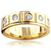 14K Gold & 0.3 Carat Diamond Five Stone Wedding Band for Men