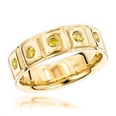 14K Gold & 0.3 Carat Yellow Diamond 5 Stone Wedding Band