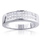 14K Gold & 1.5 Carat Princess Cut Diamond Wedding Band for Men