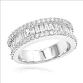 14K Gold & 1.84 Carat Round Diamond Baguette Wedding Band