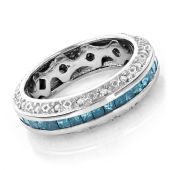 14K Gold & 2.64 Carat Blue Diamond Eternity Ring