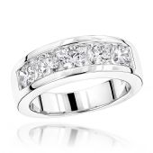 14K Gold & 2 Carat Round Diamond 5 Stone Wedding Band for Men