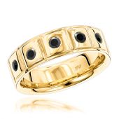 14K Gold & Black Diamond 5-Stone Wedding Band for Men