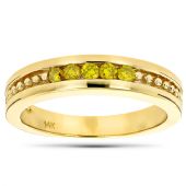 14K Gold & Yellow Diamond 5 Stone Wedding Band for Women