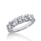 14k Gold Diamond Anniversary Wedding Ring 5 Round Brilliant Diamonds Total 1.40ctw 592WR234514k