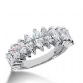 14k Gold Diamond Anniversary Wedding Ring 13 Marquise Cut Stones Total 2.57ctw 593WR234614k