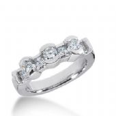 14k Gold Diamond Anniversary Wedding Ring 3 Round Brilliant Diamonds, and 4 Princess Cut Stones Total 1.00ctw 597WR235014k