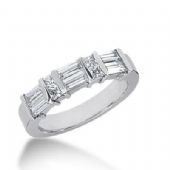 14k Gold Diamond Anniversary Wedding Ring 4 Princess Cut Stones, and 6 Straight Baguette Diamonds Total 0.96ctw 603WR235714k