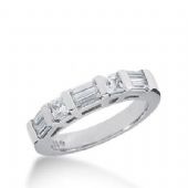 14k Gold Diamond Anniversary Wedding Ring 2 Princess Cut Stones, 6 Straight Baguette Diamonds Total 0.88ctw 604WR235814k