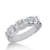 14k Gold Diamond Anniversary Wedding Ring 3 Princess Cut, 4 Straight Baguette Diamonds Total 1.68ctw 614WR237814k