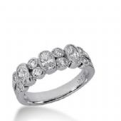 14K Gold Diamond Anniversary Wedding Ring 3 Oval Cut Diamonds, and 8 Round Brilliant Diamonds Total 0.99ctw 633WR241114k