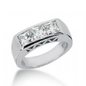 14K Gold Diamond Anniversary Wedding Ring 3 Princess Cut Stones Total 1.50ctw 639WR242114k