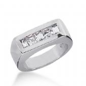 14K Gold Diamond Anniversary Wedding Ring 2 Princess Cut Diamonds, and 3 Straight Baguette Total 0.80ctw 641WR242314k