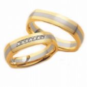 14k His & Hers Two Tone Gold 0.21 ct Diamond 089 Wedding Band Set HH08914K
