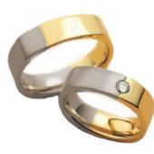 14k His & Hers Two Tone Gold 0.10 ct Diamond 091 Wedding Band Set HH09114K