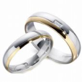 14k His & Hers Two Tone Gold 0.10 ct Diamond 093 Wedding Band Set HH09314K