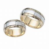 14k His & Hers Two Tone Gold 111 Wedding Band Set HH1114K