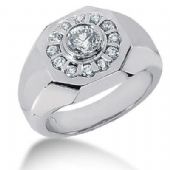 Men's Diamond Ring 1 Round Stone 0.60 ctw 12 Round Stone 0.03 ctw Total 0.96 ctw 150-MDR1158