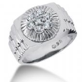 Men's Diamond Ring 1 Round Stone 0.10 ct 6 Round Stone 0.07 ct Total 0.52 ctw 163-MDR1144